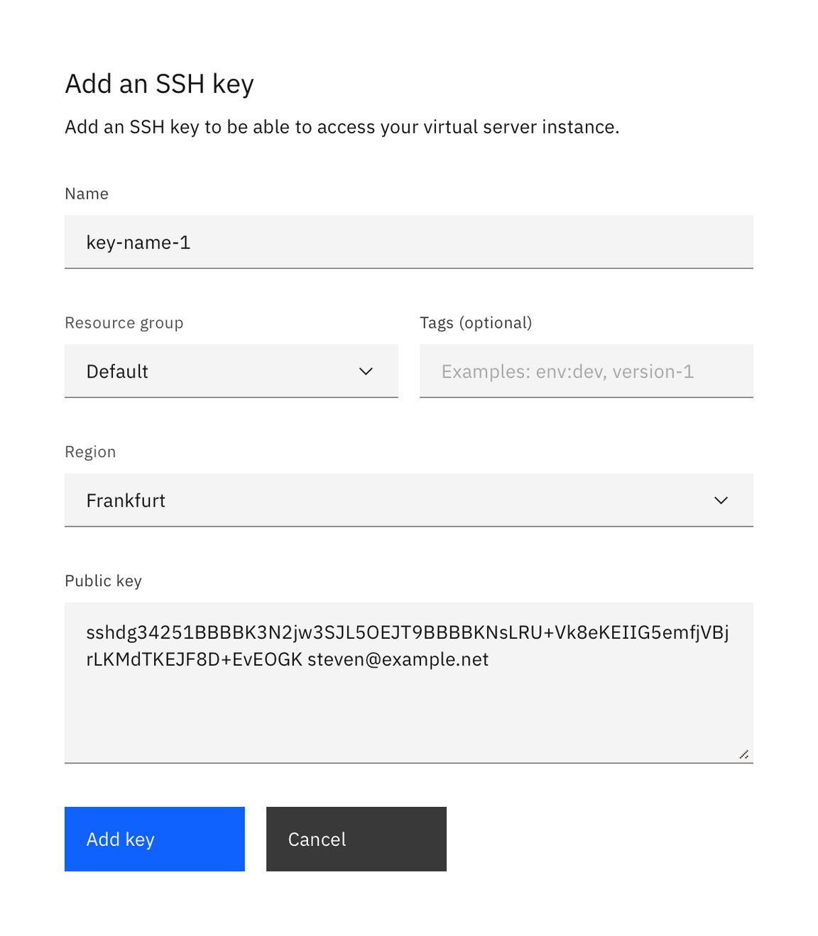 Example of a short user sign-up form using the optional pattern