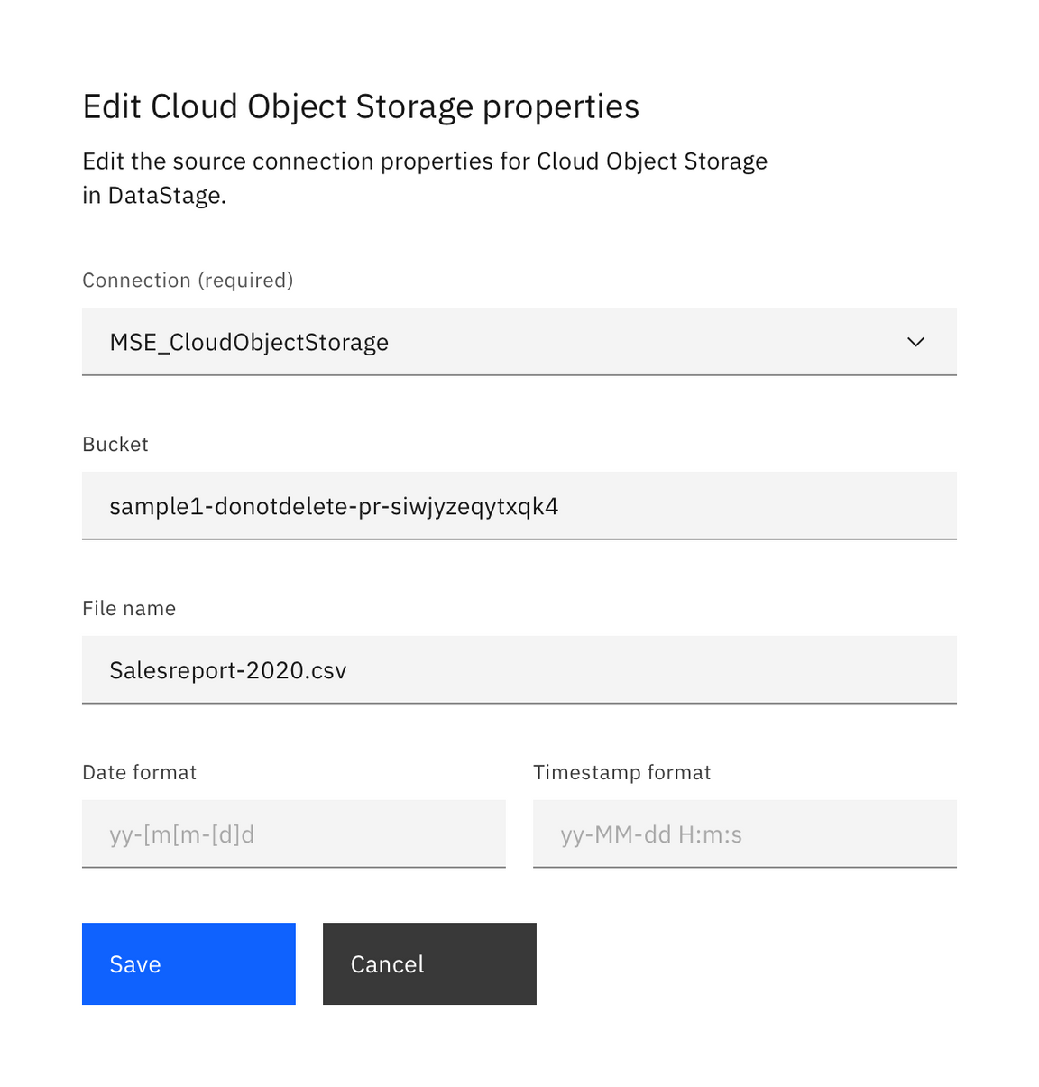 Example of product configuration properties using the required pattern